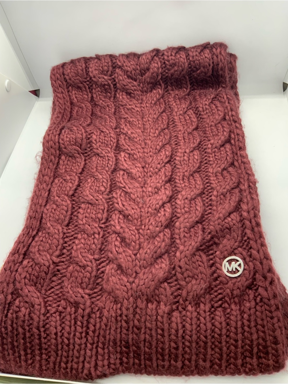 MICHAEL Michael Kors Chunky Cable Knit Scarf in Deep Rose